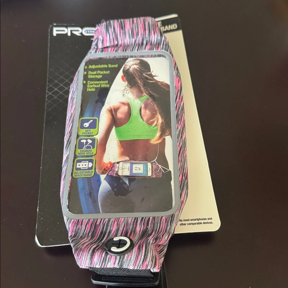 Pink and Black Active Wristband for Cell Phones